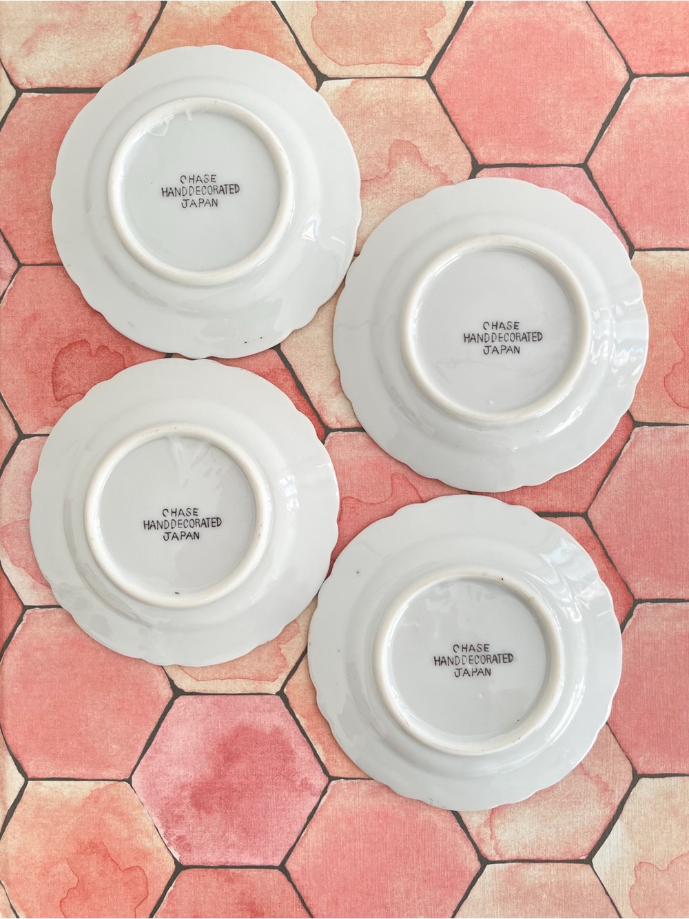 Vintage Chase Japan Moss Rose Porcelain Tea Bag Holders/Trinket Dishes -Set of 4 - Picture 6 of 6